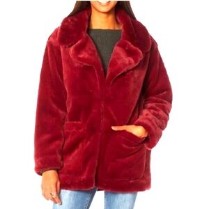 DEMOCRACY NWT Faux Fur Jacket Cranberry Color Sz Medium